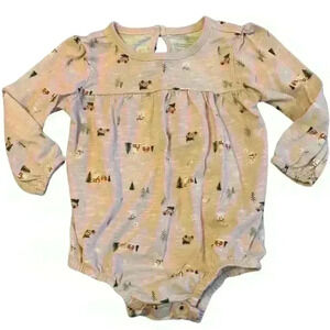 Baby Girl Christmas Pink Long Sleeve Cotton Onesie Size 18M